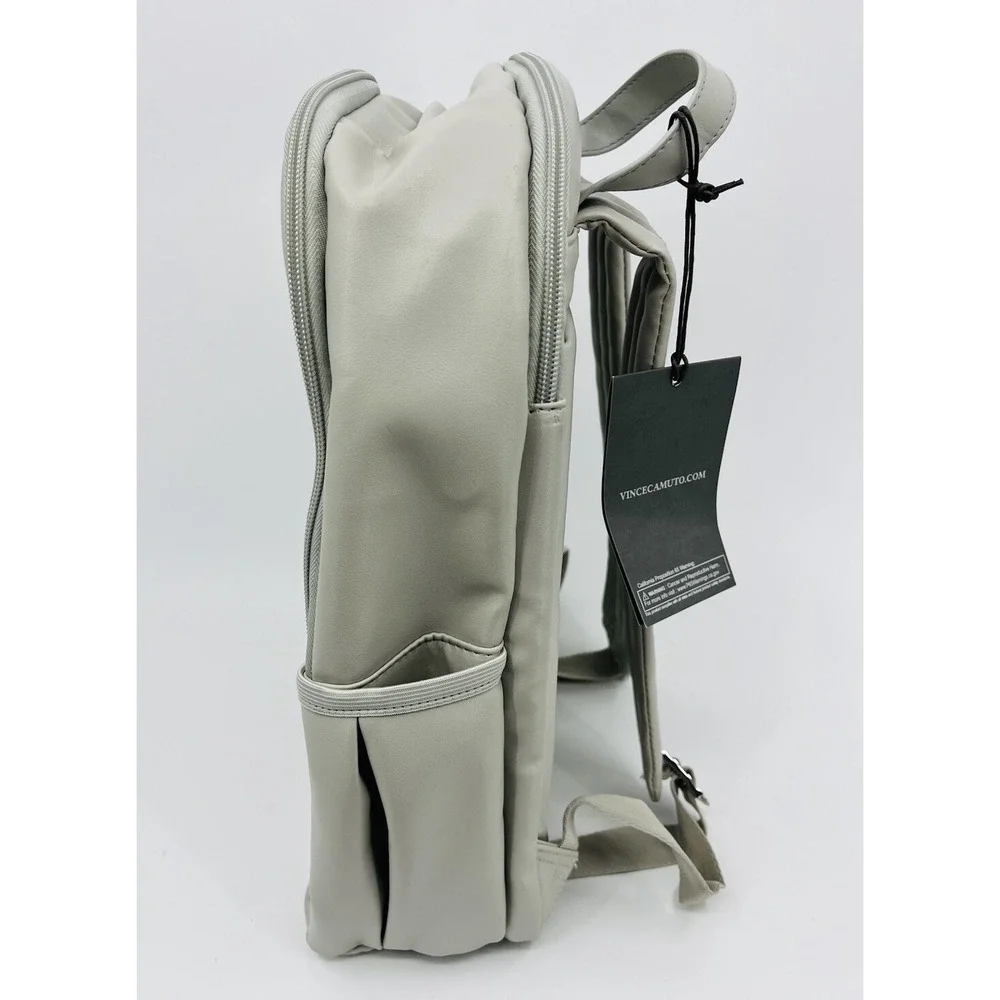 Vince Camuto Addison Gray Quilted Puffy Backpack Faux Leather